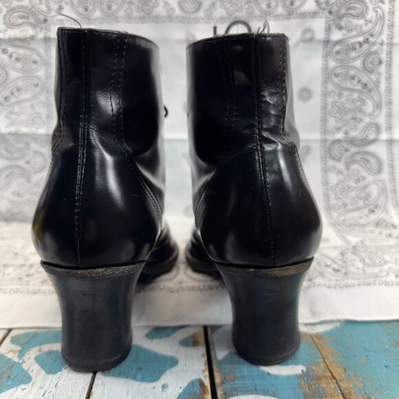 VTG DONNA KARAN OXFORD GRANNY/GOTH ANKLE BLACK LEATHER BOOTS SZ 7B - Picture 6 of 11